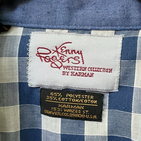 Vintage Kenny Rogers Western Collection by Karman Gingham Pearl Snap Roper Shirt - Picture 2 of 7